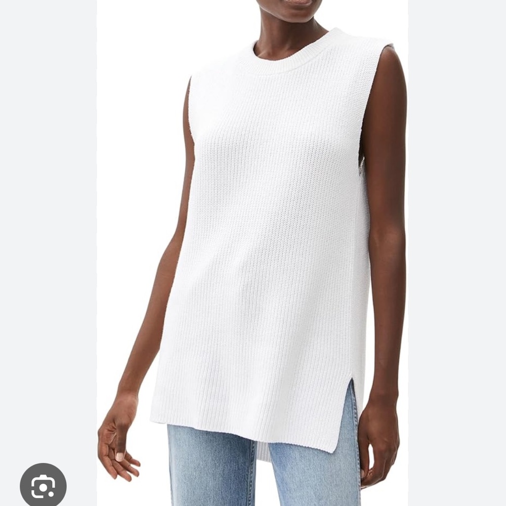 Michael Stars Sydney sleeveless white cotton sweater with side slits size xs